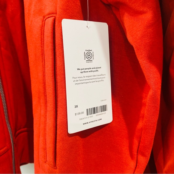 ATHLETA On My Way Triumph Zip-Up HoodieOrganic Cotton Orange Rust Size 3X - Picture 15 of 15